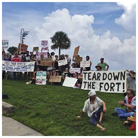 Protestors say Spain did not “found” St Augustine