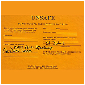 Unsafe structure warning stickers