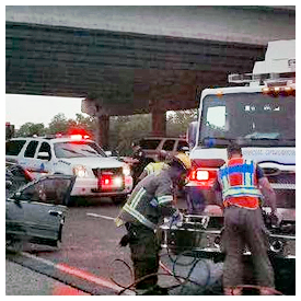 Three-car pile up sends two patients to Baptist South