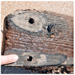 Shipwreck washes ashore on beach at Guana Reserve