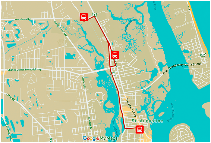 ST AUGUSTINE SPRING SHUTTLE ROUTE