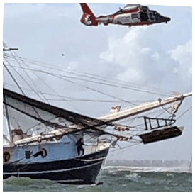 Marine rescue extracts ill patient from shrimp boat in heavy seas