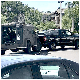 Sawgrass Village is the scene of a shootout with the driver of a stolen truck
